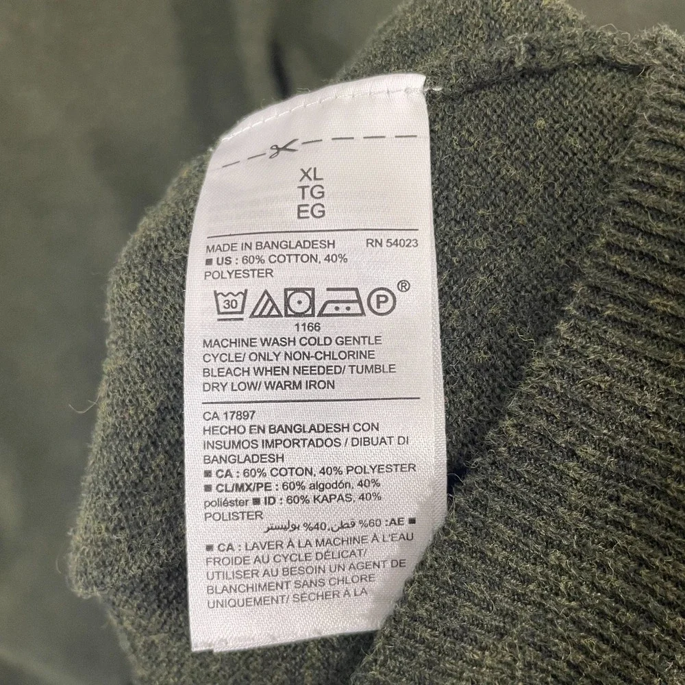 Old Navy V-Neck Sweater Men XL Olive Preppy Long Sleeve Pullover